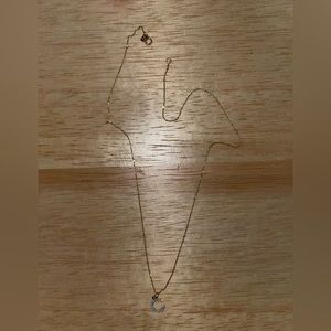 Dainty C initial necklace 14k yellow gold plated w diamond initial C